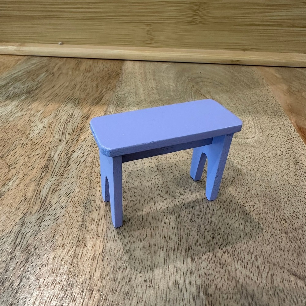 Miniature Wooden Bench Dollhouse Furniture Periwinkle Purple Tiny Display Decor